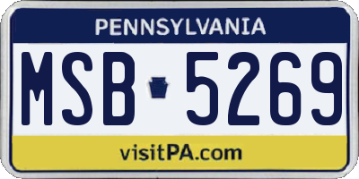 PA license plate MSB5269