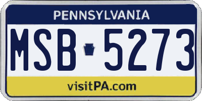 PA license plate MSB5273