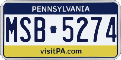 PA license plate MSB5274
