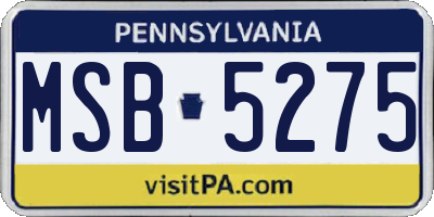 PA license plate MSB5275