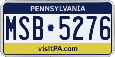 PA license plate MSB5276