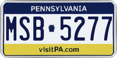 PA license plate MSB5277