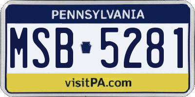 PA license plate MSB5281