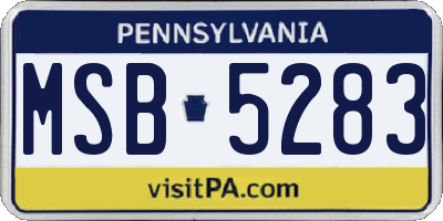 PA license plate MSB5283