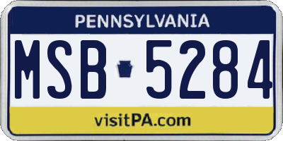 PA license plate MSB5284