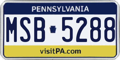 PA license plate MSB5288
