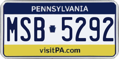 PA license plate MSB5292