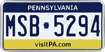 PA license plate MSB5294
