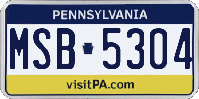 PA license plate MSB5304