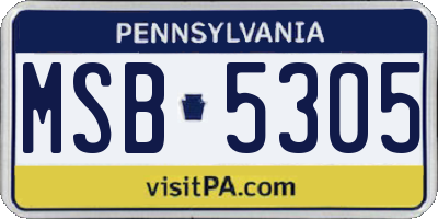 PA license plate MSB5305