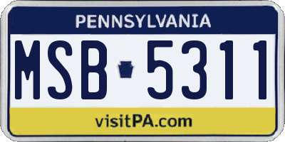 PA license plate MSB5311