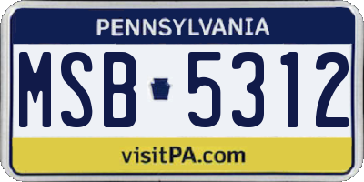 PA license plate MSB5312
