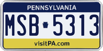 PA license plate MSB5313