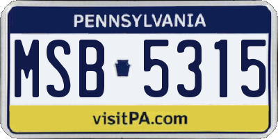 PA license plate MSB5315