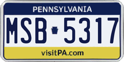 PA license plate MSB5317