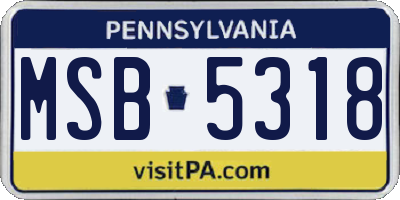 PA license plate MSB5318