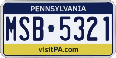 PA license plate MSB5321