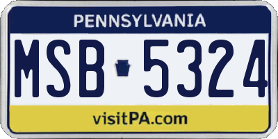 PA license plate MSB5324