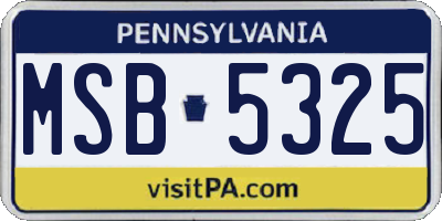 PA license plate MSB5325