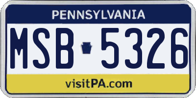 PA license plate MSB5326