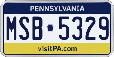 PA license plate MSB5329