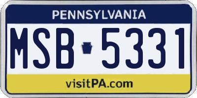 PA license plate MSB5331