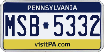 PA license plate MSB5332