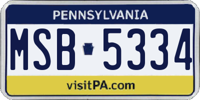 PA license plate MSB5334