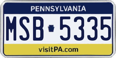 PA license plate MSB5335