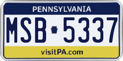 PA license plate MSB5337
