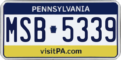 PA license plate MSB5339