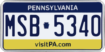 PA license plate MSB5340