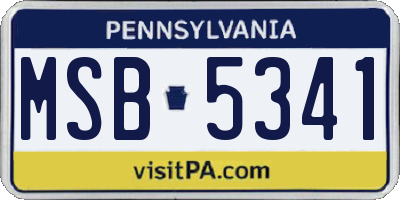 PA license plate MSB5341