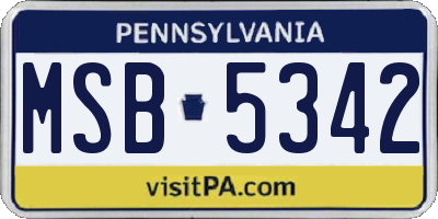 PA license plate MSB5342