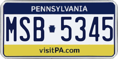 PA license plate MSB5345
