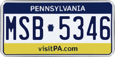 PA license plate MSB5346