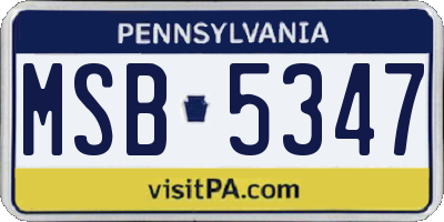 PA license plate MSB5347