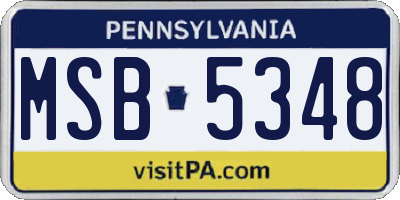 PA license plate MSB5348