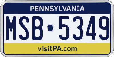 PA license plate MSB5349