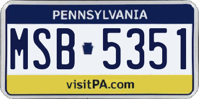 PA license plate MSB5351