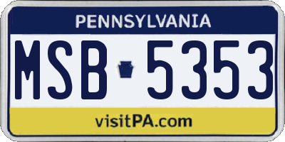 PA license plate MSB5353