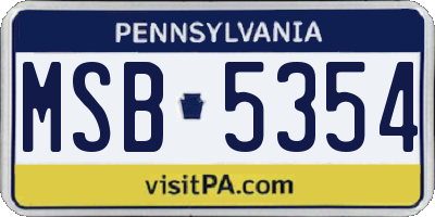 PA license plate MSB5354