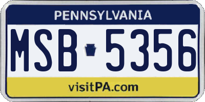 PA license plate MSB5356