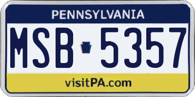 PA license plate MSB5357