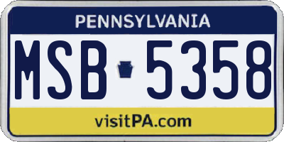PA license plate MSB5358