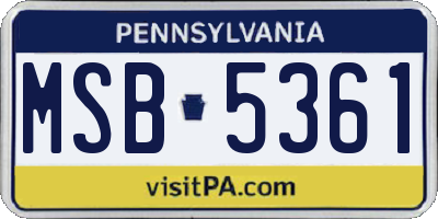 PA license plate MSB5361