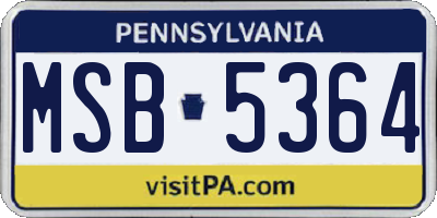 PA license plate MSB5364