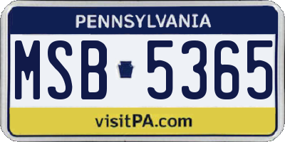 PA license plate MSB5365