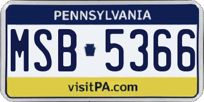 PA license plate MSB5366