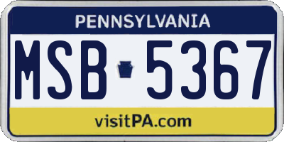 PA license plate MSB5367